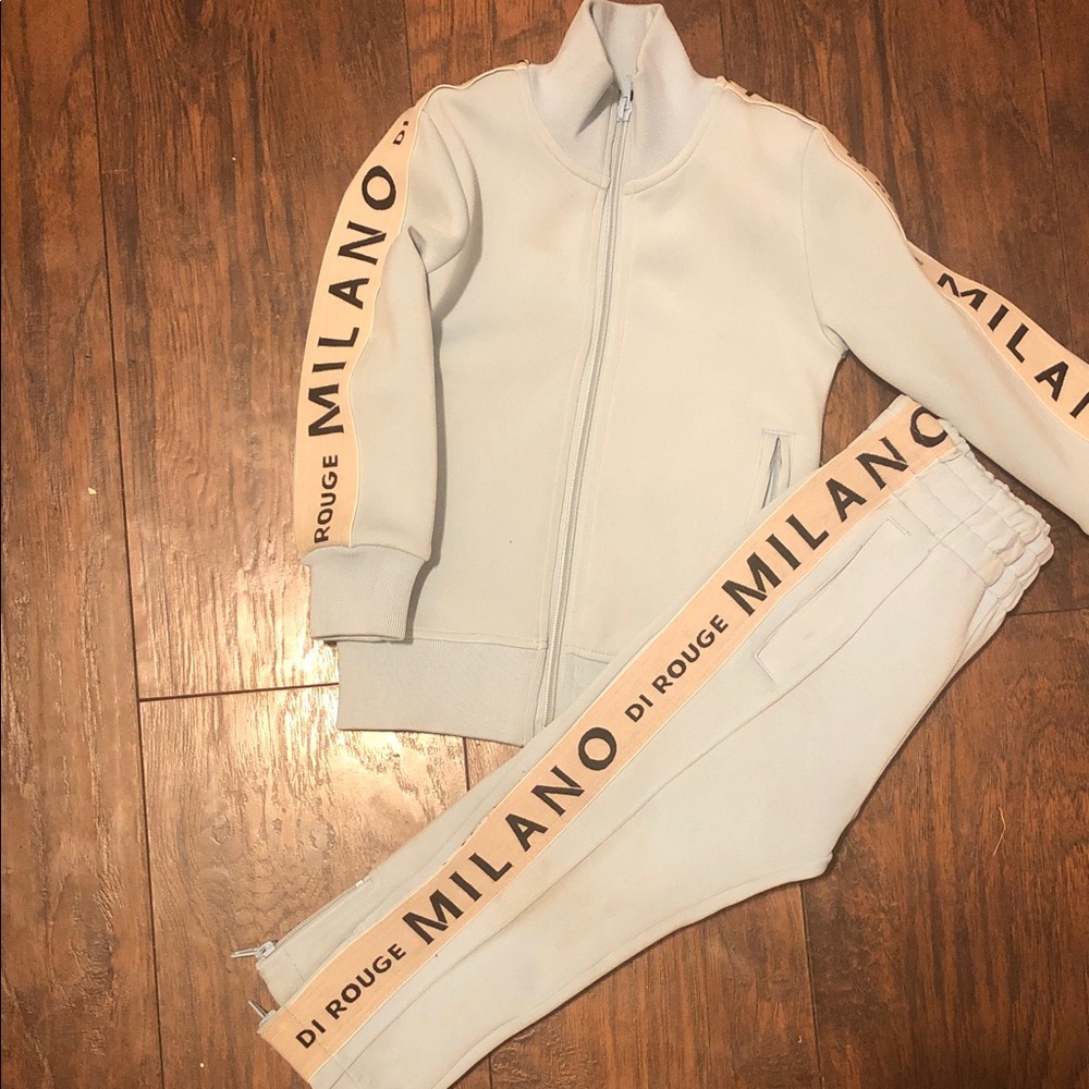 Toddler Unisex Milano Di Rouge Light Blue Bomber Jacket with Pants